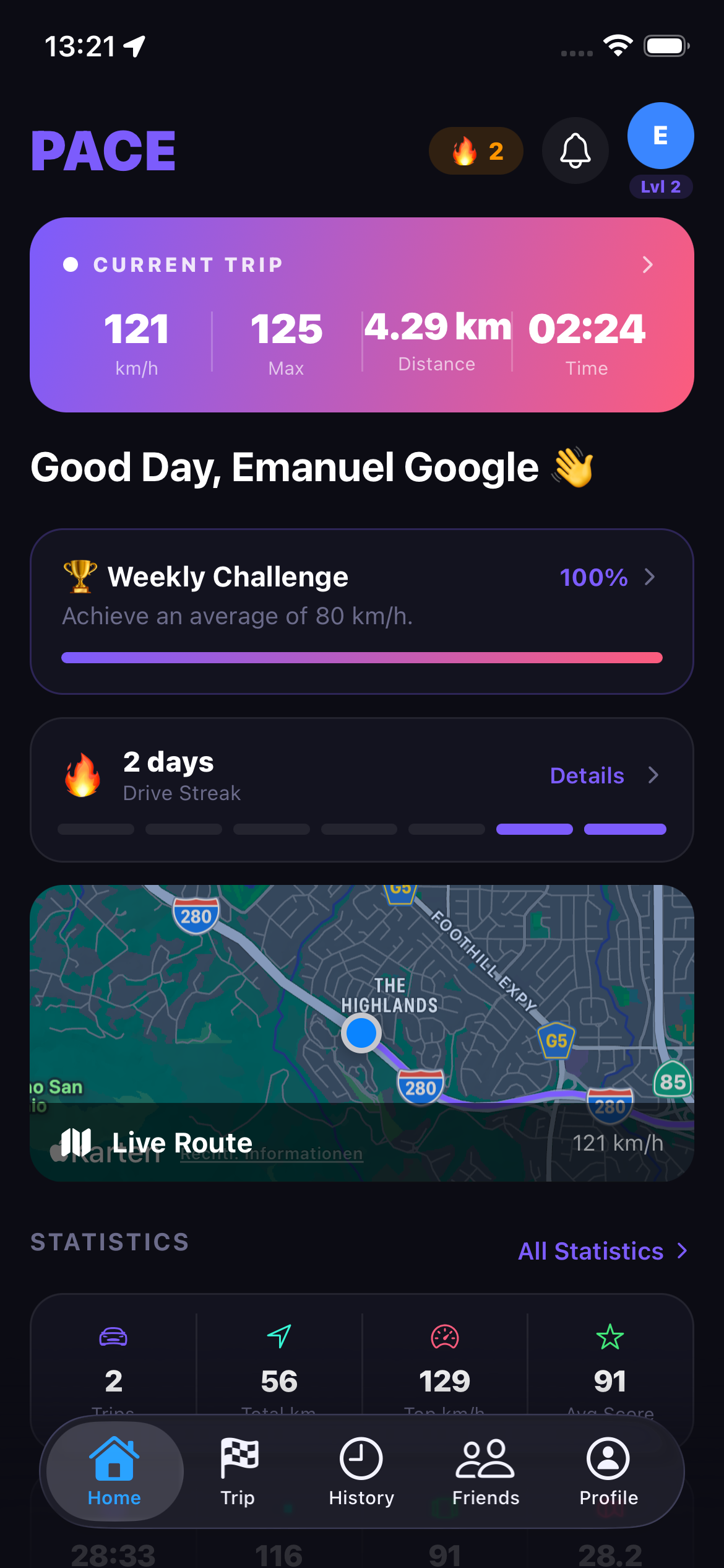 PACE dashboard
